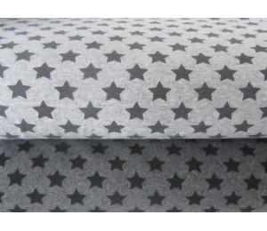 French Terry - Sterne hellgrau meliert